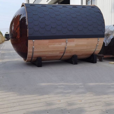 Panoramik Manzaralı Açık Geleneksel Masif Ahşap Kırmızı Sedir Fıçı Sauna