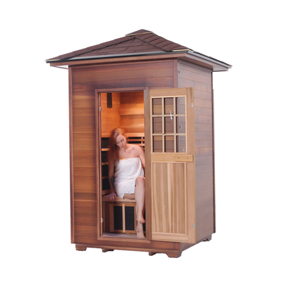 Kırmızı Sedir Hemlock Köşe Ahşap Açık Kızılötesi 2 Kişilik Kuru Sauna