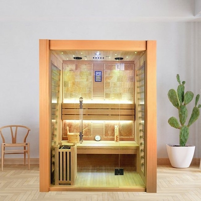 3 Kişilik Geleneksel Buhar Ahşap Kapalı Elektrikli Isıtıcı Sauna Odası