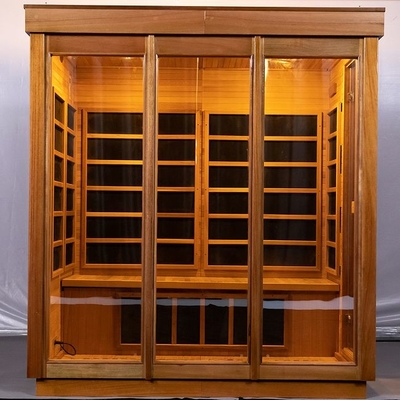 Ev Kapalı Kanada Kırmızı Sedir Ahşap Kızılötesi 4 Kişilik Sauna Odası
