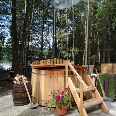 Cedar Wood Jakuzi Buharlı Sauna Odası Odun Sobalı