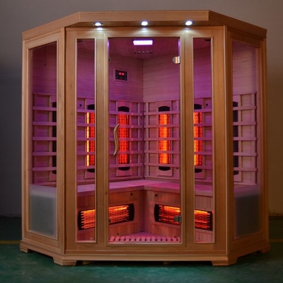Kanadalı Hemlock Oturma Odası Köşe Kızılötesi Sauna Odası 3 ~ 4 Kişi Kullanımı