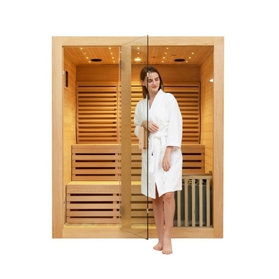 Kanada Hemlock Ahşap Kapalı Geleneksel Buhar Sauna Odası Ev İçin 4 Kişi