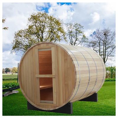 Kırmızı Sedir Hemlock Ahşap Bahçe Panoramik Pencereli Açık Barrel Sauna