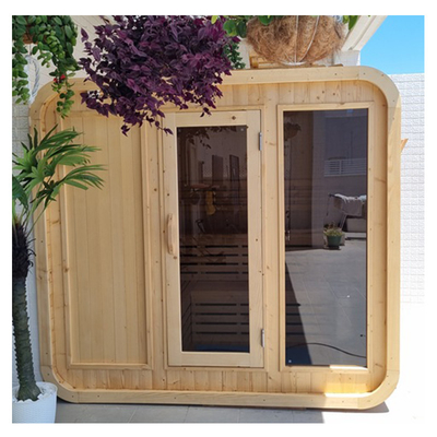 Açık hava kuru sauna 6-8 kişi saf Kanadalı Kırmızı Sedir Ağaç Açık hava buhar küp sauna