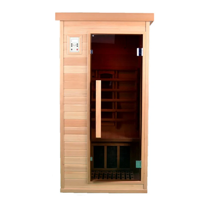Ahşap Dikdörtgen Ev Sauna Odası Seramik Isıtma ile Sıvılaşmış Cam 0-60 Dakika Zamanlayıcısı