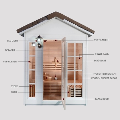 Masif Ahşap Kırmızı Sedir Buhar Sauna Odası 6KW Sobalı 1 Kişilik