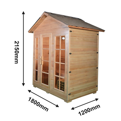 Kırmızı Sedir Baldıran Açık Masif Ahşap Buhar Sauna Odası Tek Kişilik