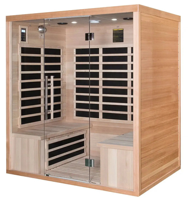 Kırmızı Sedir Ağacı Karbon Panel Ev 4 Kişilik Uzak Kızılötesi Sauna Odası