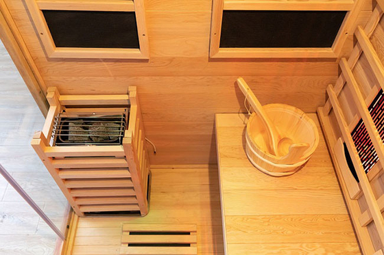 Aile Kullanımı İçin Çift Sistem Kızılötesi Ve Buharlı Ahşap Sauna Odası