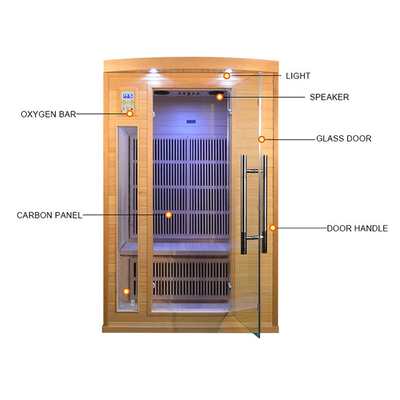 Karbon Panel Isıtıcı Ahşap Kızılötesi Sauna Odası 2 Kişilik