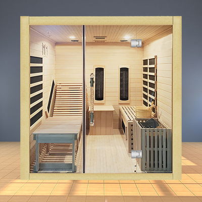 ISO9000 Tam Spektrum Kombine Kızılötesi Buhar Sauna Odası 3 Kişilik Aile İçin