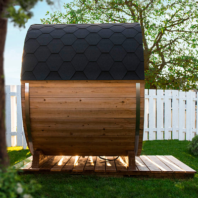 6 Kişilik Kırmızı Sedir Koyu Cam Açık Sauna Odası