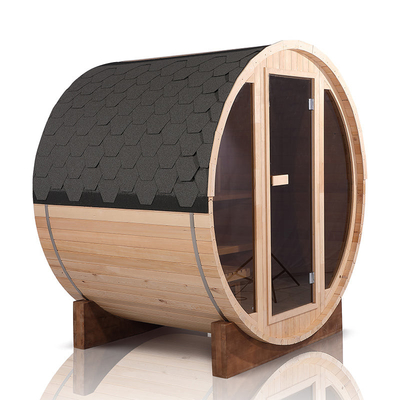 6 Kişilik Kırmızı Sedir Koyu Cam Açık Sauna Odası