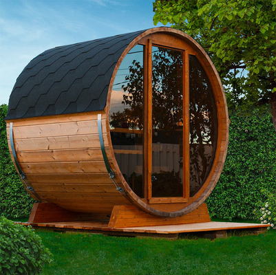 6 Kişilik Kırmızı Sedir Koyu Cam Açık Sauna Odası