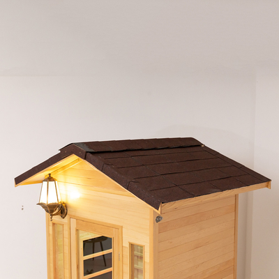 Kanada Hemlock Ahşap Dış Mekan Tam Spektrumlu Kızılötesi Sauna Odası 2 Kişilik