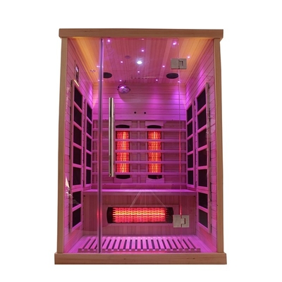 1750W Hemlock Masif Ahşap Kapalı Ev İçin 2 Kişilik Kızılötesi Sauna