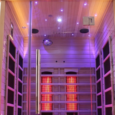 1750W Hemlock Masif Ahşap Kapalı Ev İçin 2 Kişilik Kızılötesi Sauna