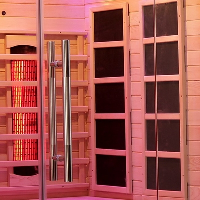 1750W Hemlock Masif Ahşap Kapalı Ev İçin 2 Kişilik Kızılötesi Sauna