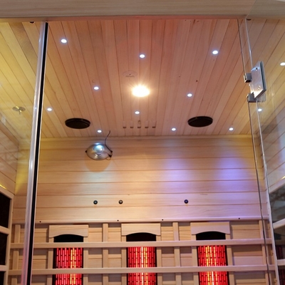 Ahşap Hemlock Renkli Işıklı 3 Kişilik Far Kızılötesi Sauna 2100 Watt