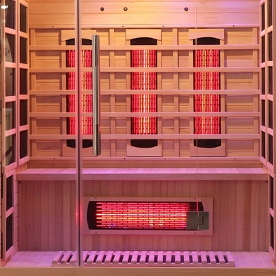 Ahşap Hemlock Renkli Işıklı 3 Kişilik Far Kızılötesi Sauna 2100 Watt
