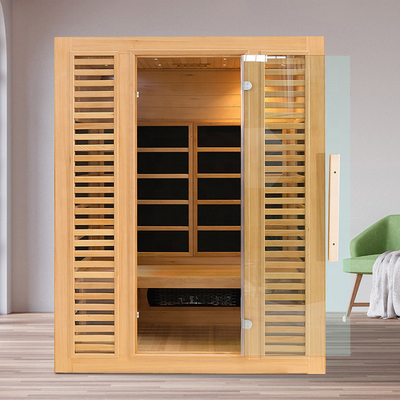 Oksijen Ionizer ile 3 Kişilik Kapalı Baldıran Ahşap Uzak Kızılötesi Kuru Sauna Odası
