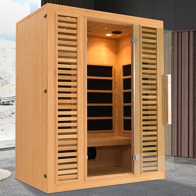 Oksijen Ionizer ile 3 Kişilik Kapalı Baldıran Ahşap Uzak Kızılötesi Kuru Sauna Odası