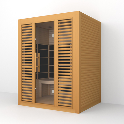 Oksijen Ionizer ile 3 Kişilik Kapalı Baldıran Ahşap Uzak Kızılötesi Kuru Sauna Odası