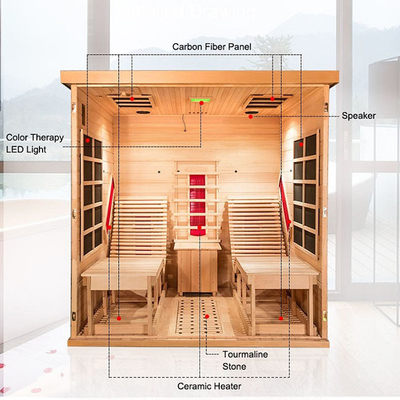 Düşük EMF 2 Kişilik Kapalı Ahşap Kızılötesi Sauna Odası, Yatmalı Sandalyeli