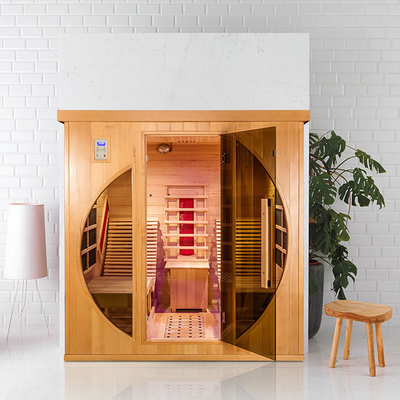 Düşük EMF 2 Kişilik Kapalı Ahşap Kızılötesi Sauna Odası, Yatmalı Sandalyeli