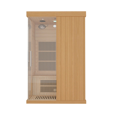 Şeffaf Temperli Cam Kapılı 2 Kişilik Ahşap Precut Uzak Kızılötesi Sauna