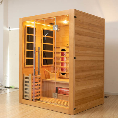 Ev İçin 3 Kişilik Bluetooth Uyumlu Ahşap Buhar Kızılötesi Sauna