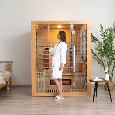 Ev İçin 3 Kişilik Bluetooth Uyumlu Ahşap Buhar Kızılötesi Sauna