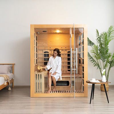 Ev İçin 3 Kişilik Bluetooth Uyumlu Ahşap Buhar Kızılötesi Sauna