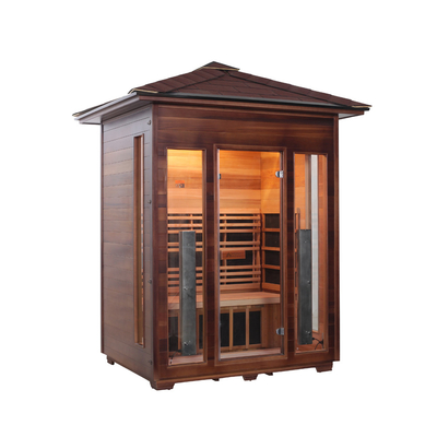 Kanada Hemlock Ahşap 3 Kişilik Pencereli Açık Kuru Sauna