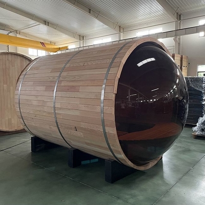 Elektrikli Ocaklı Panoramik Pencere Açık Buhar Ahşap Fıçı Sauna