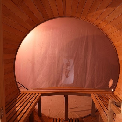 Panoramik Manzaralı Açık Geleneksel Masif Ahşap Kırmızı Sedir Fıçı Sauna