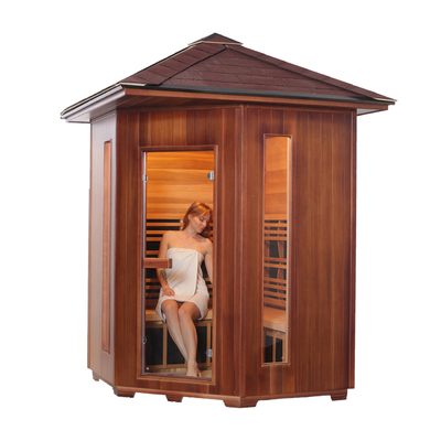 Baldıran otu Kırmızı Sedir Ahşap 4 Kişilik Açık Bahçe Sauna Kızılötesi