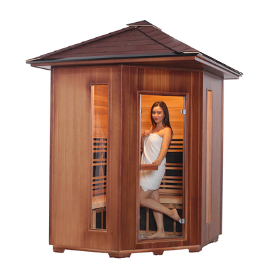 Baldıran otu Kırmızı Sedir Ahşap 4 Kişilik Açık Bahçe Sauna Kızılötesi