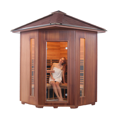 Baldıran otu Kırmızı Sedir Ahşap 4 Kişilik Açık Bahçe Sauna Kızılötesi