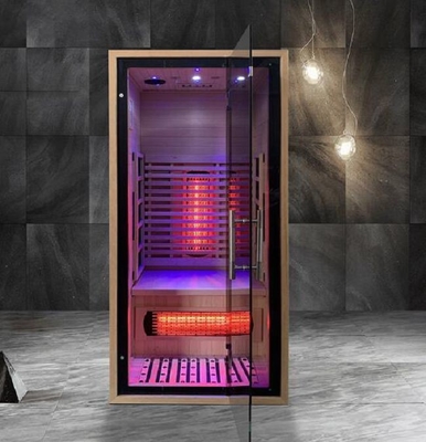 Kanada Hemlock Ahşap Kapalı Yakın Uzak Kızılötesi Sauna Odası 1 Kişilik