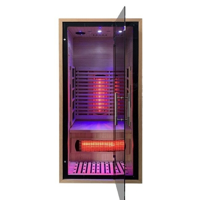Kanada Hemlock Ahşap Kapalı Yakın Uzak Kızılötesi Sauna Odası 1 Kişilik