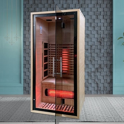 Kanada Hemlock Ahşap Kapalı Yakın Uzak Kızılötesi Sauna Odası 1 Kişilik
