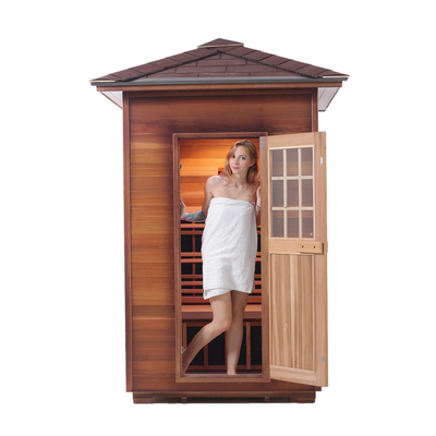 Kırmızı Sedir Hemlock Köşe Ahşap Açık Kızılötesi 2 Kişilik Kuru Sauna
