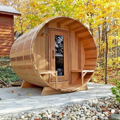 Arka Bahçe için OEM Katı Ahşap Kırmızı Sedir Açık Varil Buhar Sauna