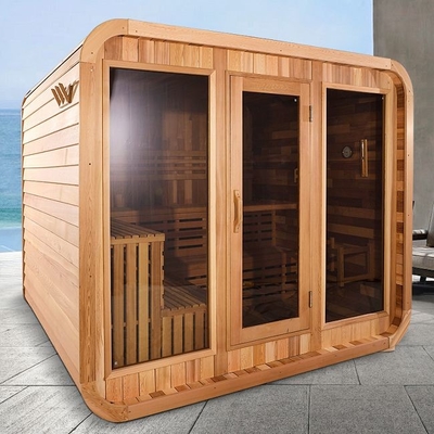 Arka Bahçe İçin Büyük Boy Katı Ahşap Elektrikli Soba Açık Küp Buhar Sauna Odası