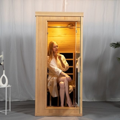 Kanada Hemlock Ahşap Tam Spektrum Uzak Kızılötesi Sauna Odası Bir Kişi