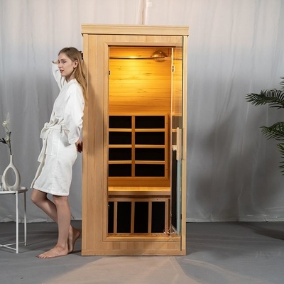 Kanada Hemlock Ahşap Tam Spektrum Uzak Kızılötesi Sauna Odası Bir Kişi