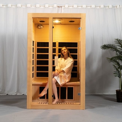 Hemlock Düşük EMF 2 Kişi Kapalı Ahşap Tam Spektrumlu Ev Sauna Odası