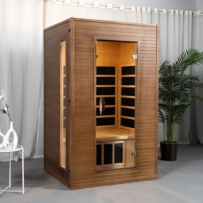 Kapalı Masif Ahşap Karbon Panel Isıtıcı Uzak Kızılötesi 2 Kişilik Sauna Odası